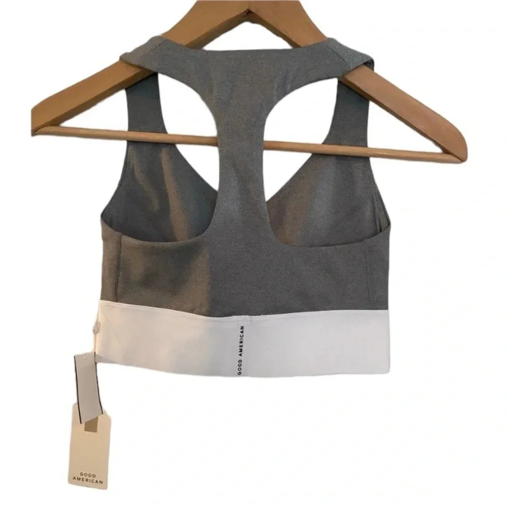 NWT Good American Grey and White Compression Sports Bra Size 0 - Picture 6 of 6